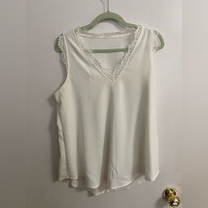 White Lace Detail Tank Top